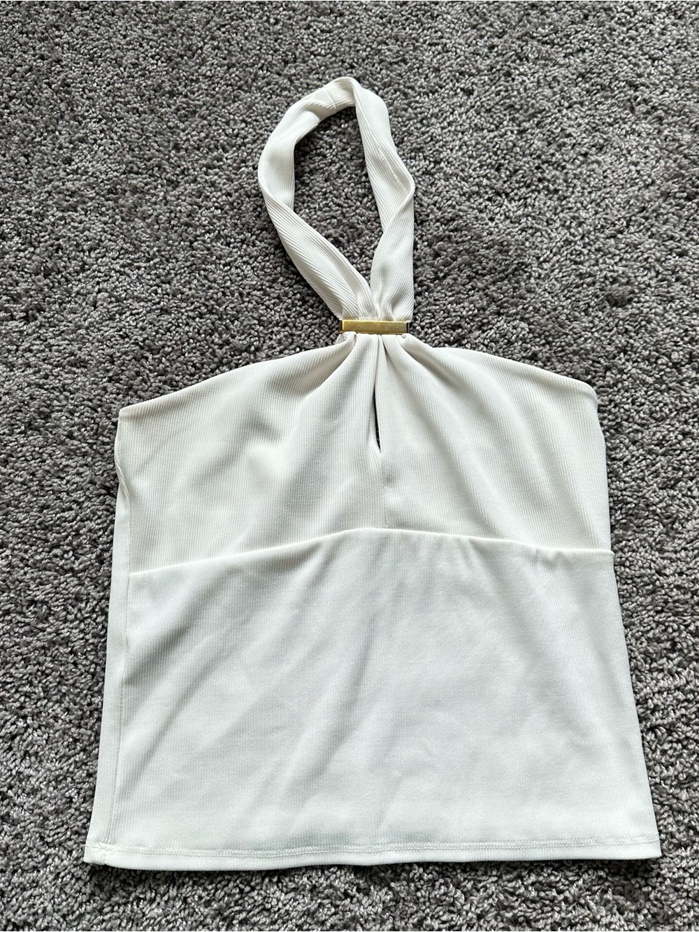 Mango Cream Halter Top with Gold Bar